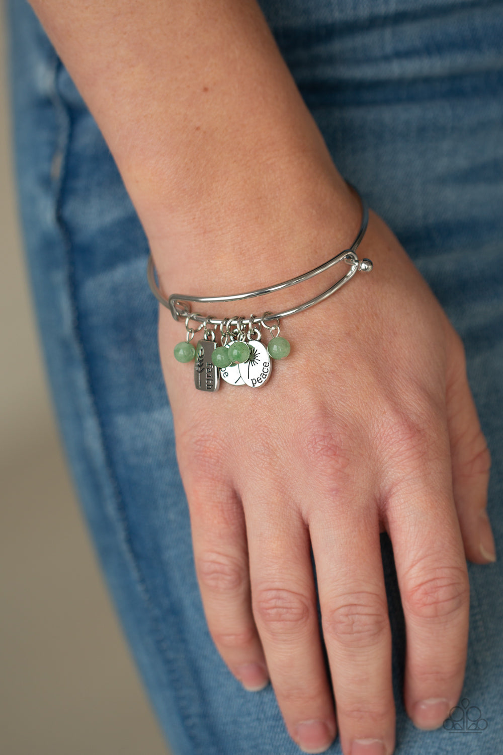 Paparazzi GROWING Strong Green Bangle Bracelet - P9SE-GRXX-125XX