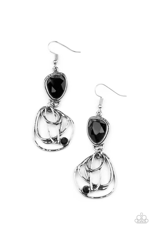 Paparazzi Galactic Drama Black Fishhook Earrings - P5RE-BKXX-395XX