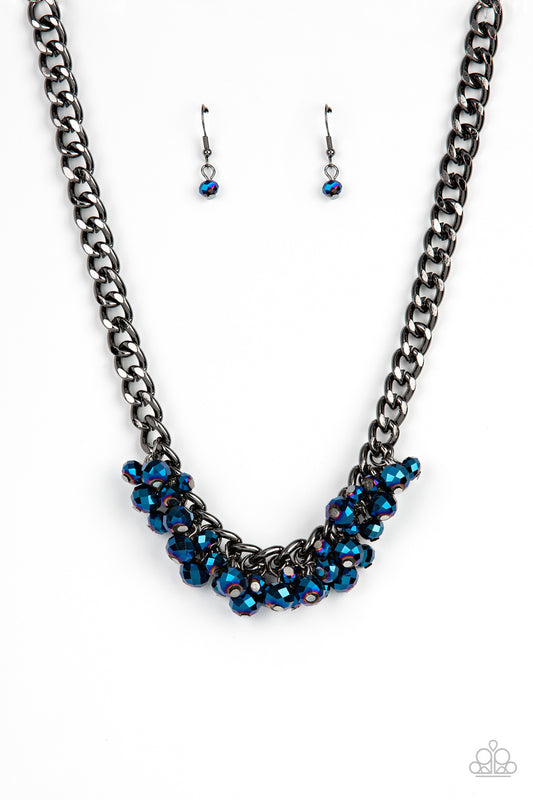 Paparazzi Galactic Knockout Blue  Short Necklace - P2ED-BLXX-043XX