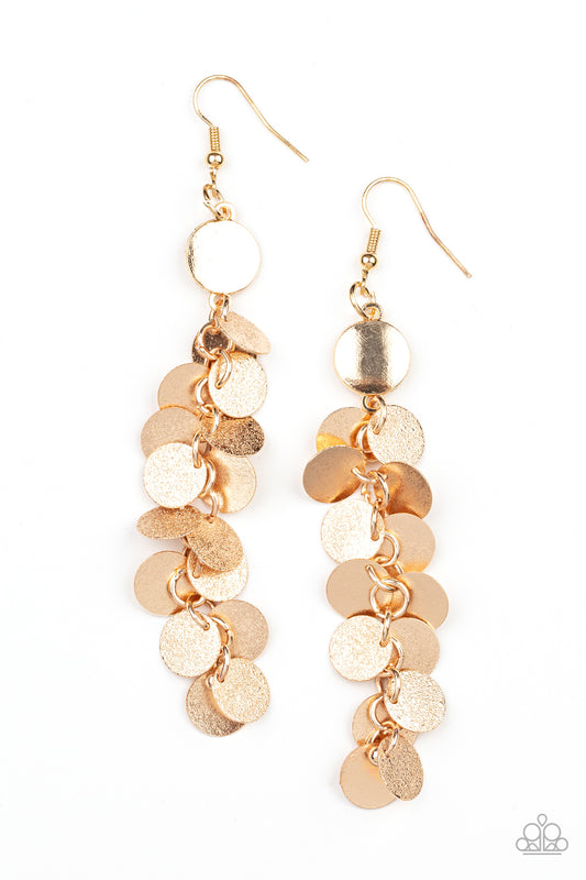 Paparazzi Game CHIME Gold Fishhook Earrings - P5SE-GDXX-062XX