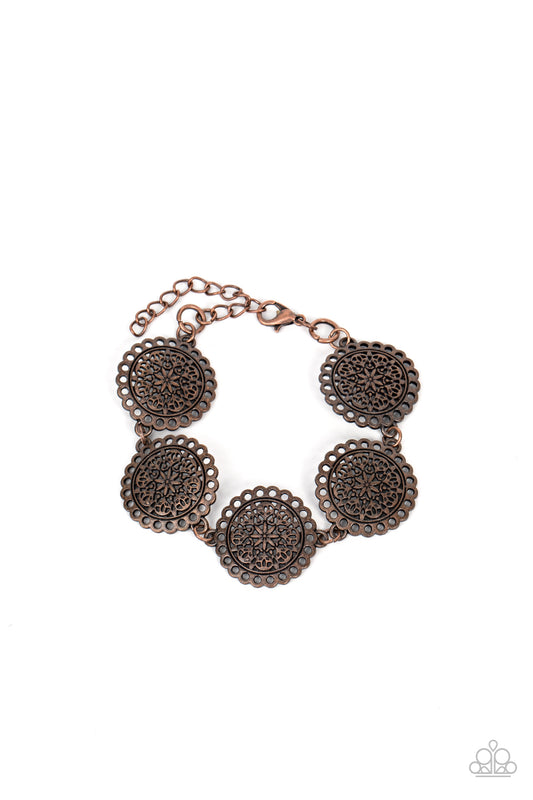Paparazzi Garden Gate Glamour Copper Clasp Bracelet - P9BA-CPXX-048YK