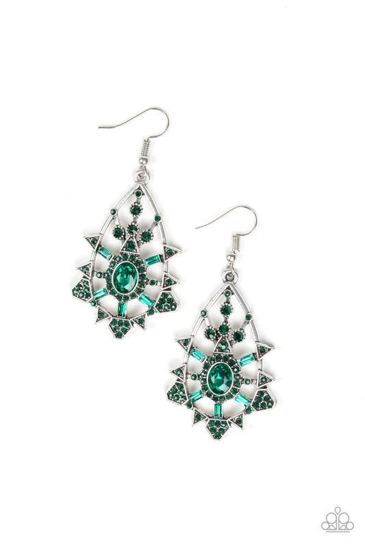 Paparazzi Gatsby Glimmer Green Fishhook Earrings - P5WH-GRXX-206XX