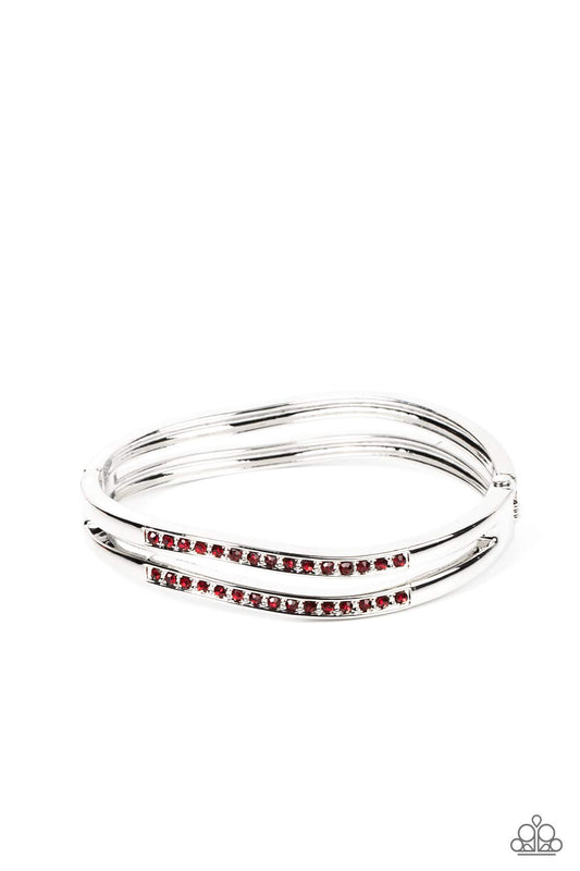 Paparazzi Gen Z Glamour Red Hinged Cuff Bracelet - P9RE-RDXX-147XX