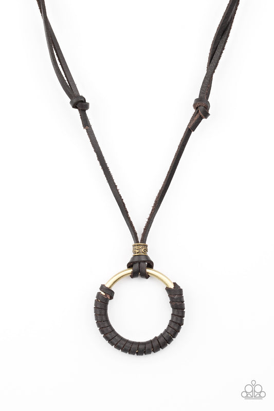 Paparazzi Get Over GRIT! Brown Men's Short Necklace - P2UR-BNXX-117XX