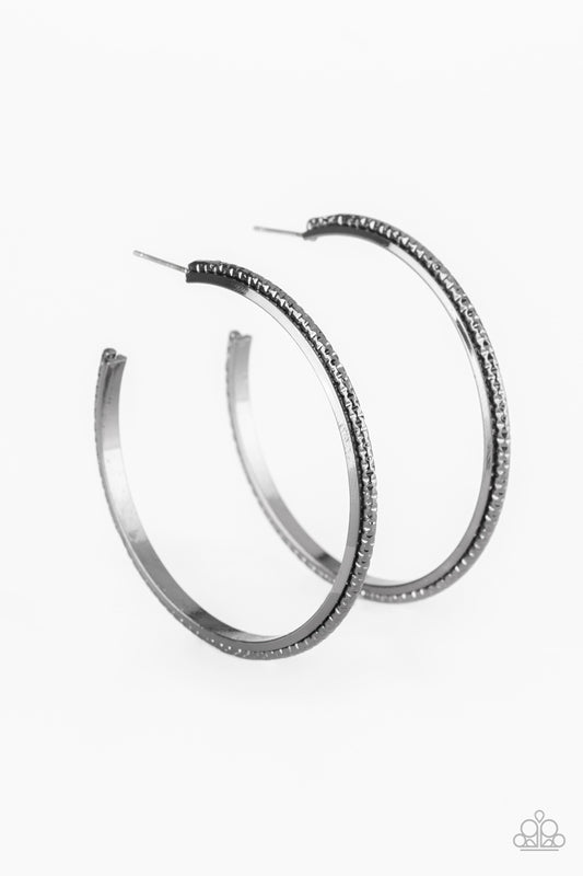 Paparazzi Girl Gang Black Post Hoop Earrings - P5HO-BKXX-106XX
