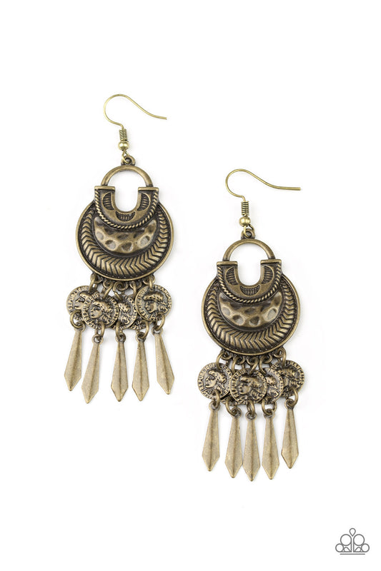 Paparazzi Give Me Liberty Brass Fishhook Earrings - P5ST-BRXX-001XX