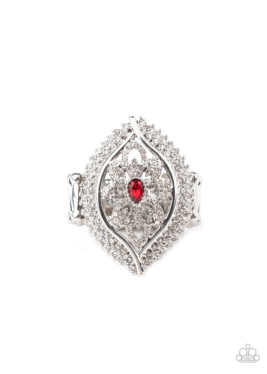 Paparazzi Glammed Up Gardens Red Ring - Fashion Fix Exclusive December 2020