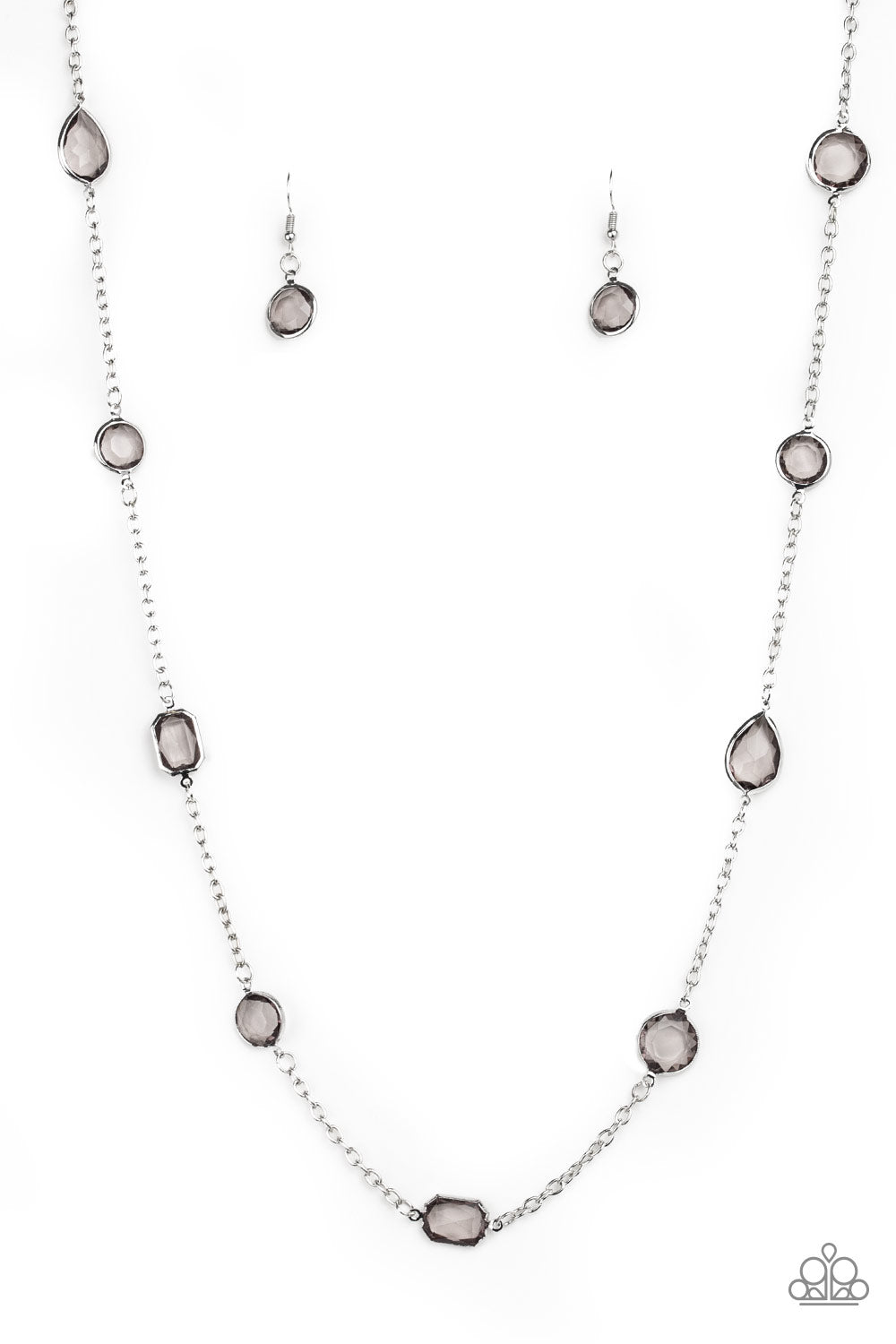 Paparazzi Glassy Glamorous Silver Long Necklace - P2WH-SVXX-254XX