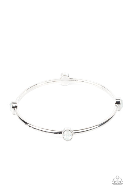 Paparazzi Gleam-Getter White Bangle Bracelet - P9RE-WTXX-439XX