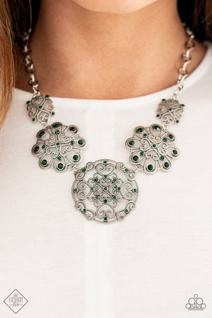 Paparazzi Royally Romantic Green Short Necklace - Fashion Fix Glimpses Of Malibu December 2021