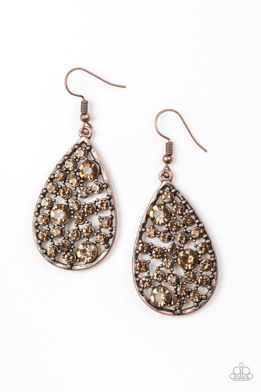 Paparazzi Glow With The Flow Copper Fishhook Earrings