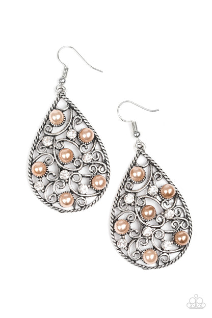 Paparazzi Glowing Vineyards Brown Fishhook Earrings