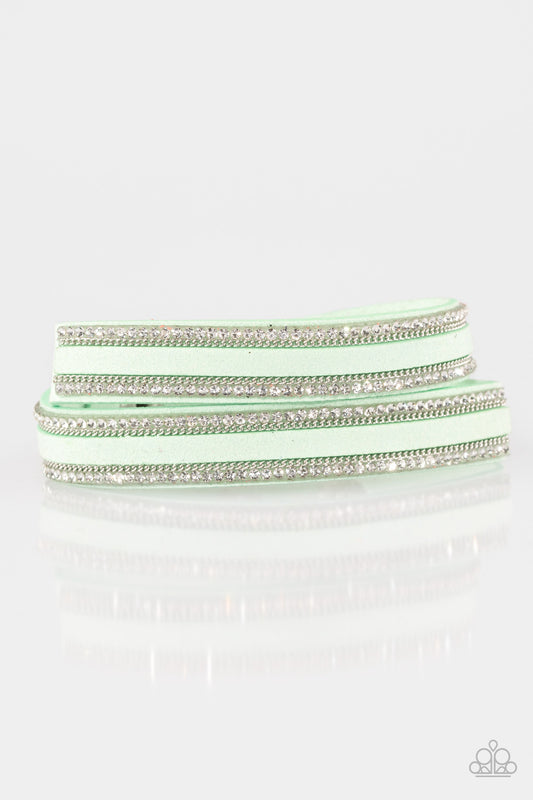 Paparazzi Going For Glam Green Double Wrap Snap Bracelet - P9DI-URGR-043XX