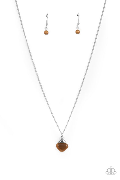 Paparazzi Gracefully Gemstone Brown Short Necklace - P2DA-BNXX-079XX