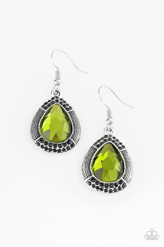 Paparazzi Grandmaster Shimmer Green Fishhook Earrings - P5ED-GRXX-027XX