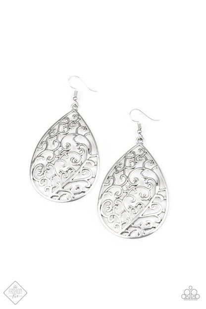 Paparazzi Grapevine Grandeur Silver Fishhook Earrings - Fashion Fix Glimpses of Malibu May 2020
