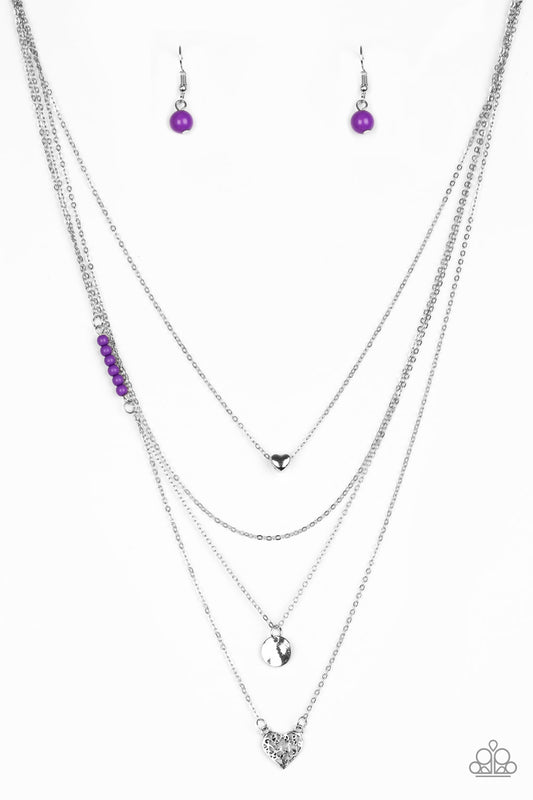 Paparazzi Gypsy Heart Purple Short Necklace