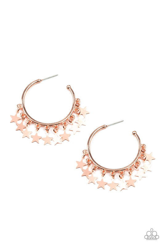 Paparazzi Happy Independence Day Copper Post Hoop Earrings - P5HO-CPSH-143XX