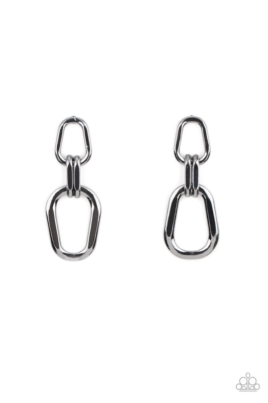 Paparazzi Harmonic Hardware Black Post Earrings - P5PO-BKXX-180XX