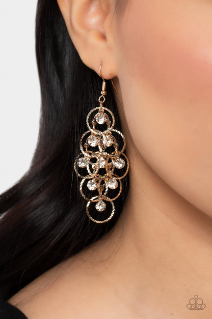 Paparazzi Head Rush Gold Fishhook Earrings - P5BA-GDXX-097XX