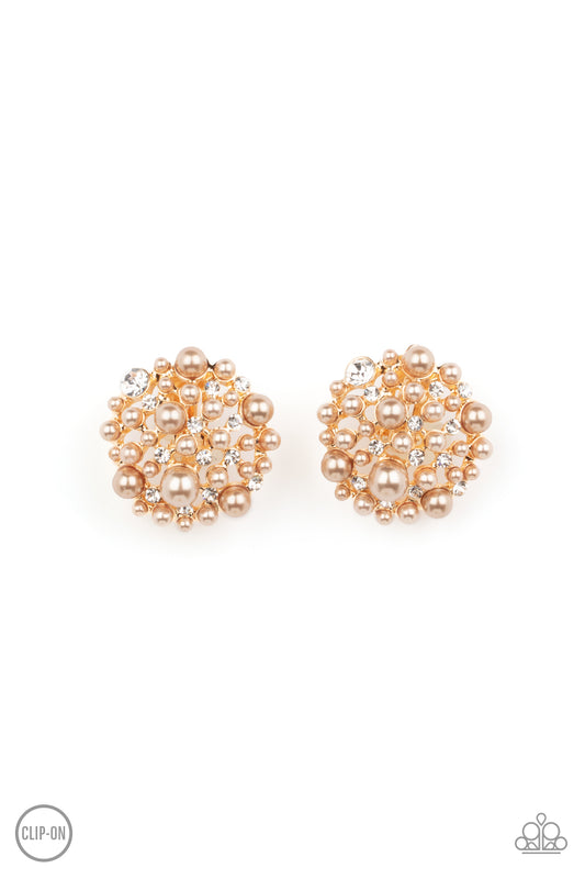 Paparazzi Head To Toe Twinkle Brown Clip-On Earrings - P5CO-BNXX-008XX