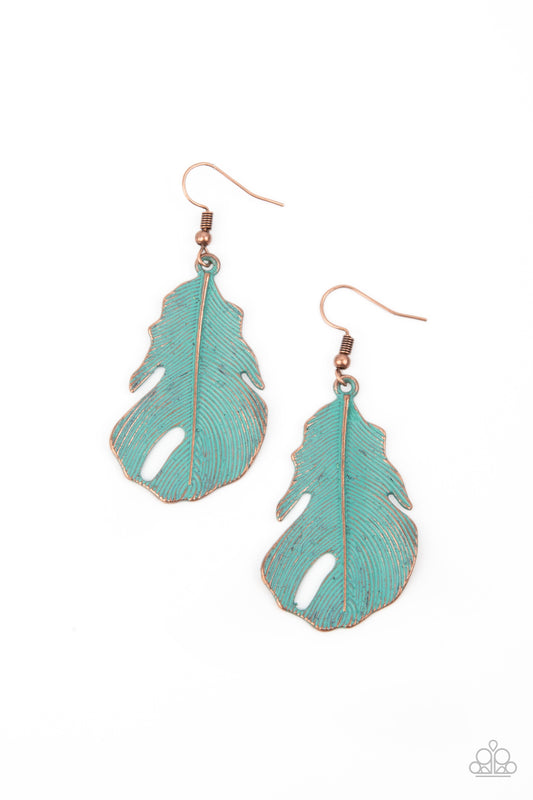 Paparazzi Heads QUILL Roll Copper Fishhook Earrings - P5SE-CPXX-100XX