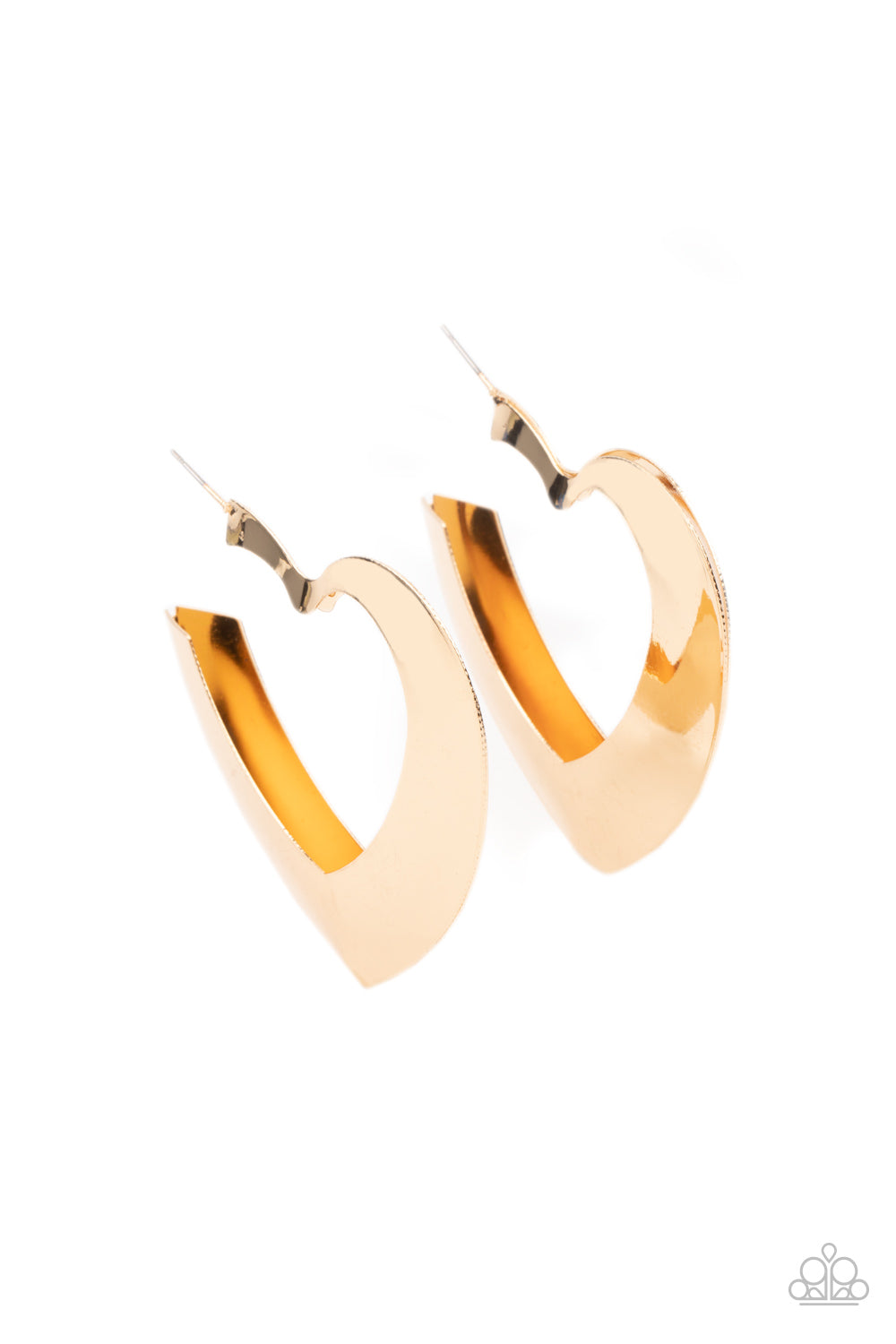 Paparazzi Heart-Racing Radiance Gold Post Hoop Earrings - P5HO-GDXX-186XX