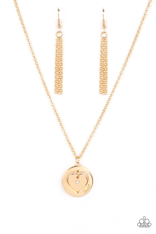 Paparazzi Heart Full of Faith Gold Short Necklace - P2RE-GDXX-443XX