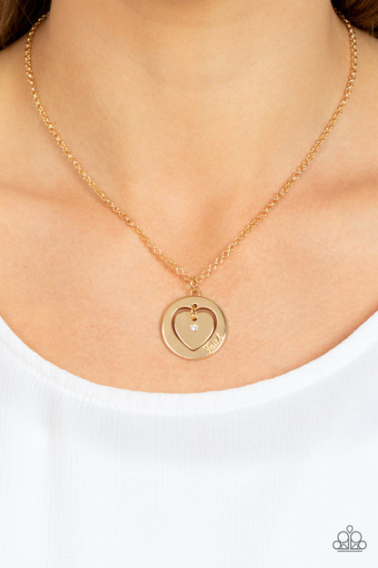 Paparazzi Heart Full of Faith Gold Short Necklace - P2RE-GDXX-443XX