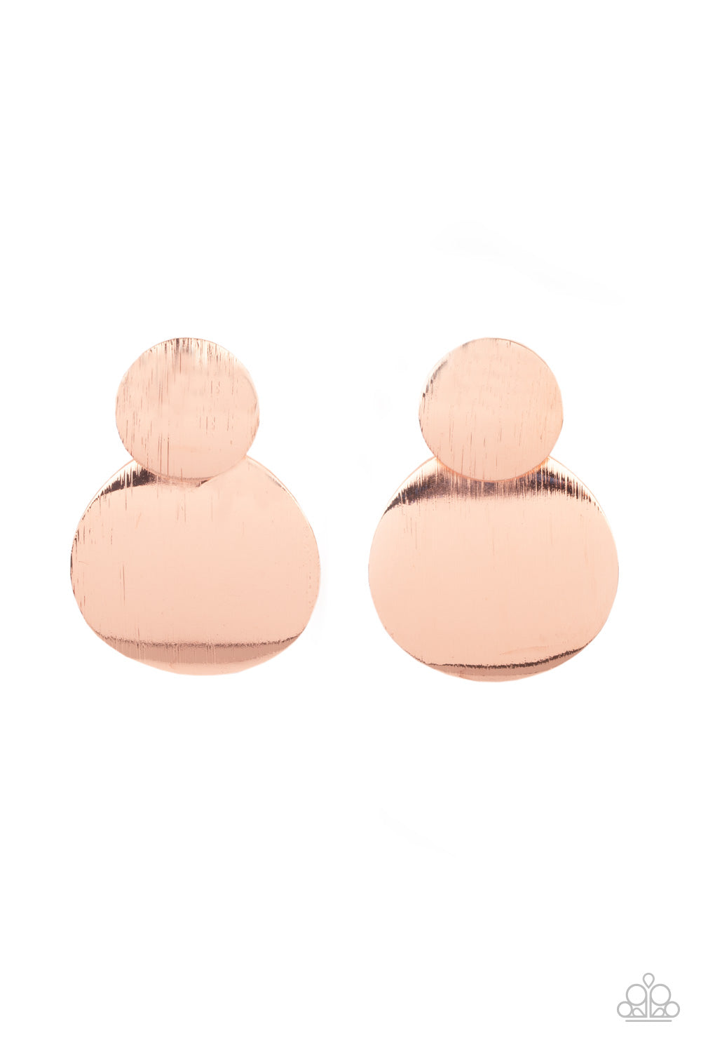 Paparazzi Here Today, GONG Tomorrow Copper Post Earrings - P5PO-CPSH-031XX