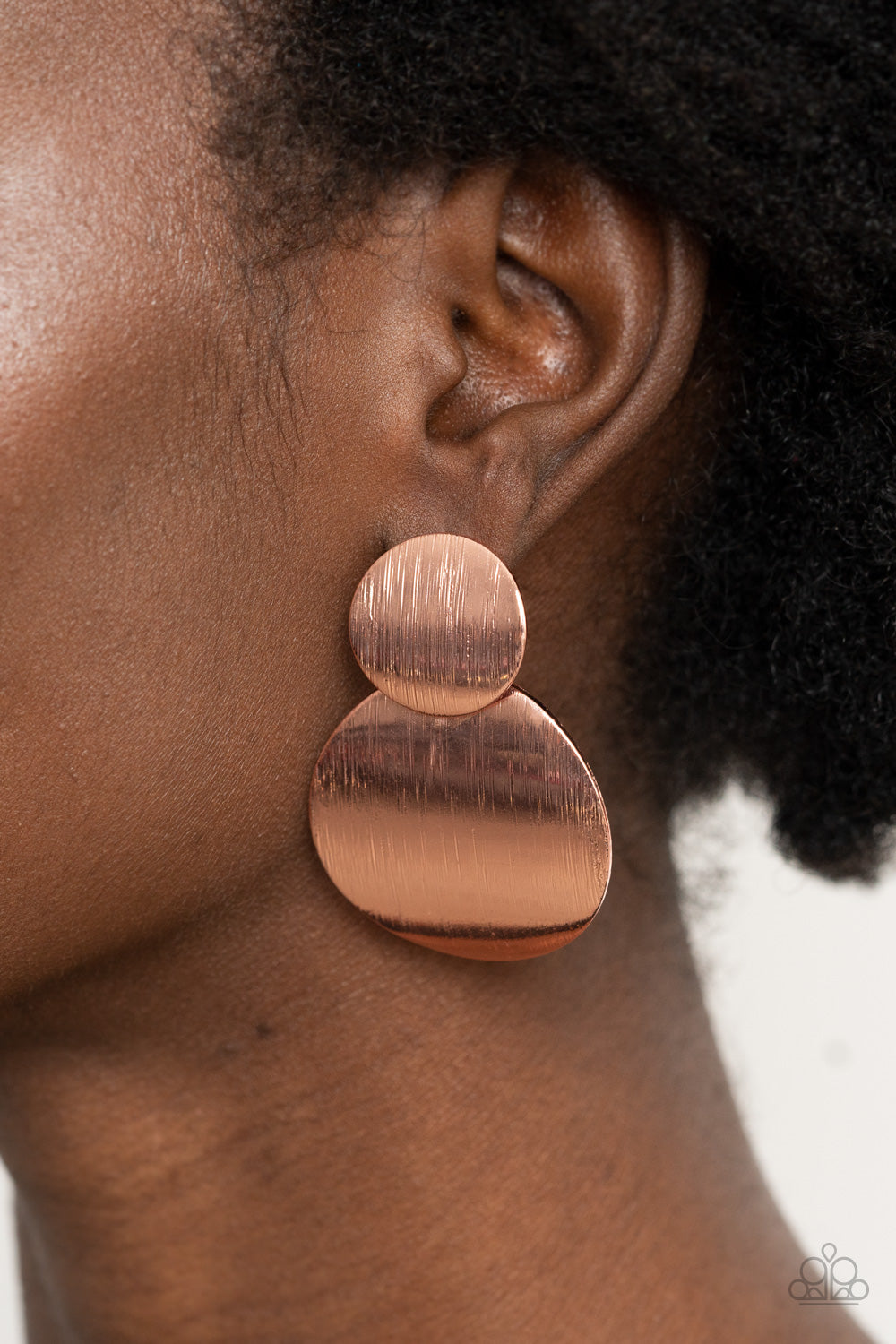 Paparazzi Here Today, GONG Tomorrow Copper Post Earrings - P5PO-CPSH-031XX