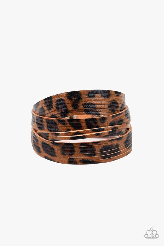 Paparazzi Hey GRRirl Brown Single Wrap Snap Bracelet