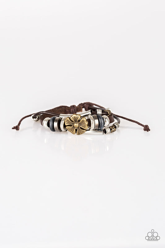 Paparazzi Hiker's Paradise Brown Sliding Knot Bracelet
