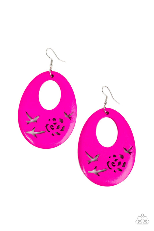 Paparazzi Home TWEET Home Pink Fishhook Earrings - P5SE-PKXX-108XX