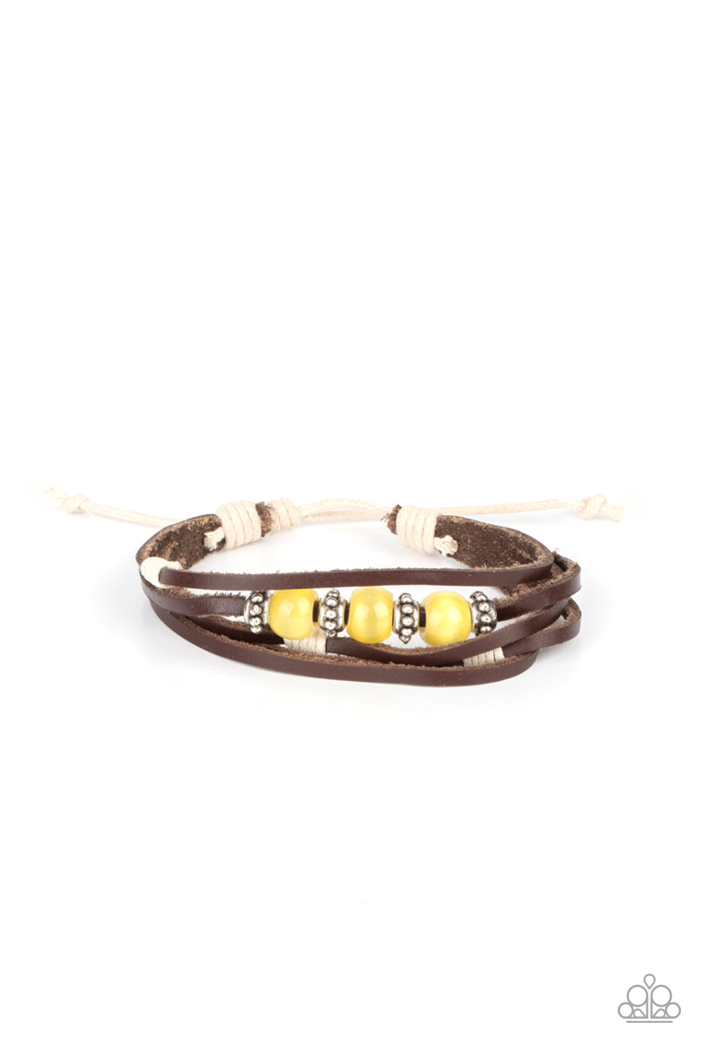 Paparazzi Homespun Radiance Yellow Sliding Knot Bracelet - P9UR-YWXX-074XX