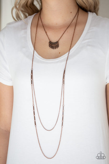 Paparazzi Homestead Harvest Copper Long Necklace - P2DA-CPXX-134XX