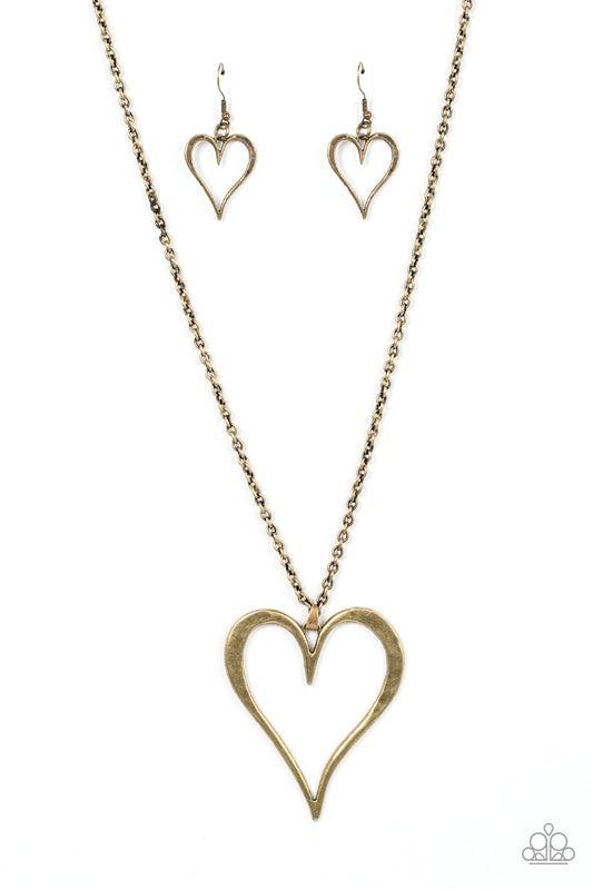 Paparazzi Hopelessly In Love Brass Long Necklace - P2WH-BRXX-169XX