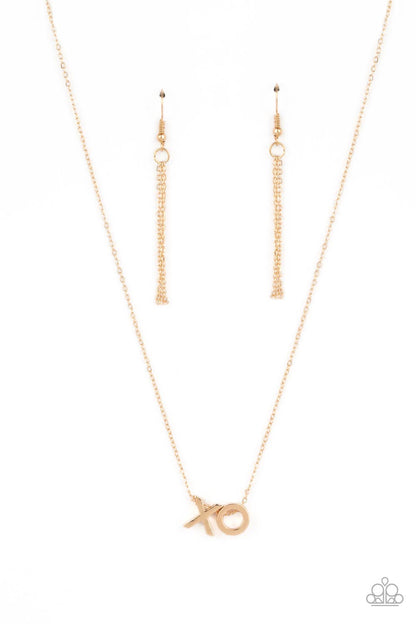 Paparazzi Hugs and Kisses Gold Short Necklace - P2WD-GDXX-296XX