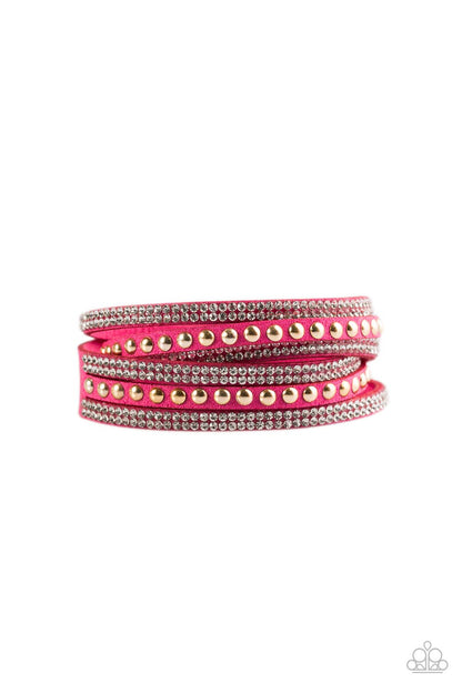 Paparazzi I BOLD You So! Pink Double Wrap Snap Bracelet- P9DI-URPK-042XX