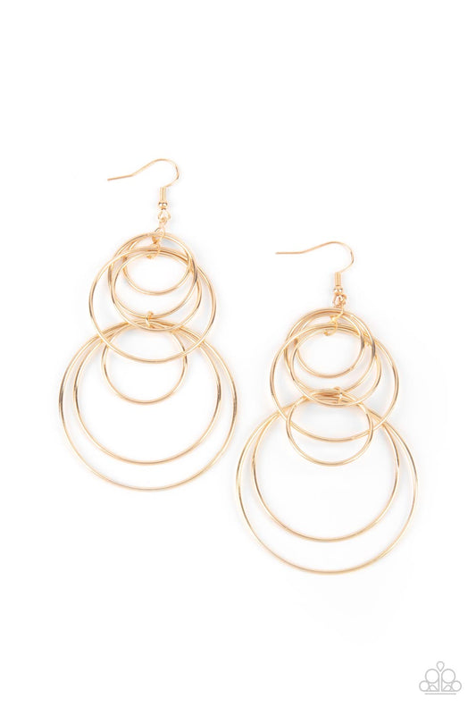 Paparazzi I Feel Dizzy Gold Fishhook Earrings - P5BA-GDXX-091XX