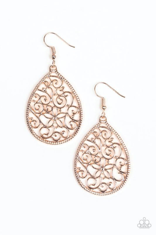 Paparazzi I'm Doing VINE Rose Gold Fishhook Earrings - P5WH-GDXX-084XX