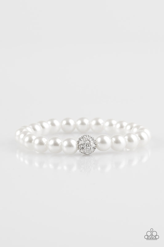Paparazzi I'm Here For The Bride White Stretch Bracelet