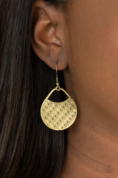 Paparazzi I'm Sensing A Pattern Here Brass Fishhook Earrings