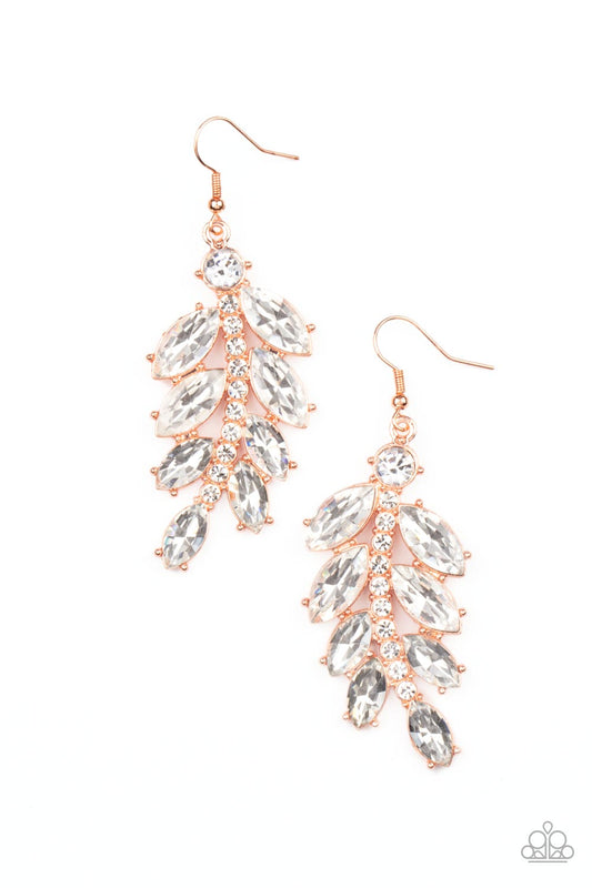 Paparazzi Ice Garden Gala Copper Fishhook Earrings - P5RE-CPSH-110XX
