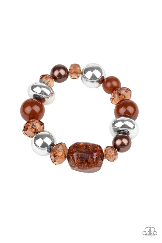 Paparazzi Ice Ice-Breaker Brown Stretch Bracelet