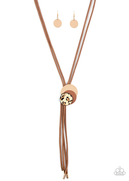 Paparazzi I'm FELINE Good Brown Lariat Necklace - Life Of The Party November 2020