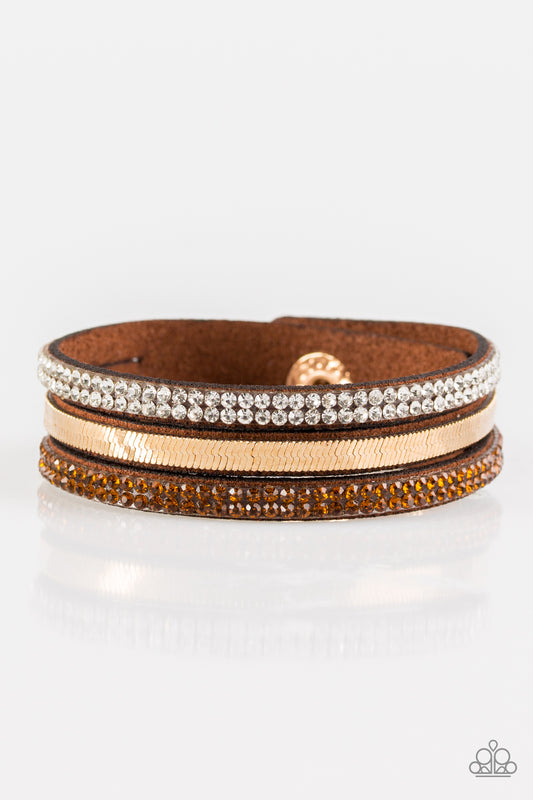 Paparazzi I Mean Business Brown Single Wrap Snap Bracelet