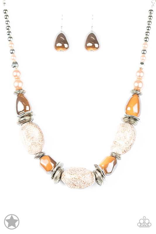 Paparazzi In Good Glazes Peach Short Blockbuster Necklace