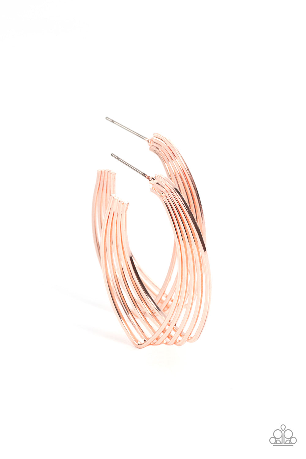 Paparazzi Industrial Illusion Rose Gold Post Hoop Earrings - P5HO-GDRS-198XX