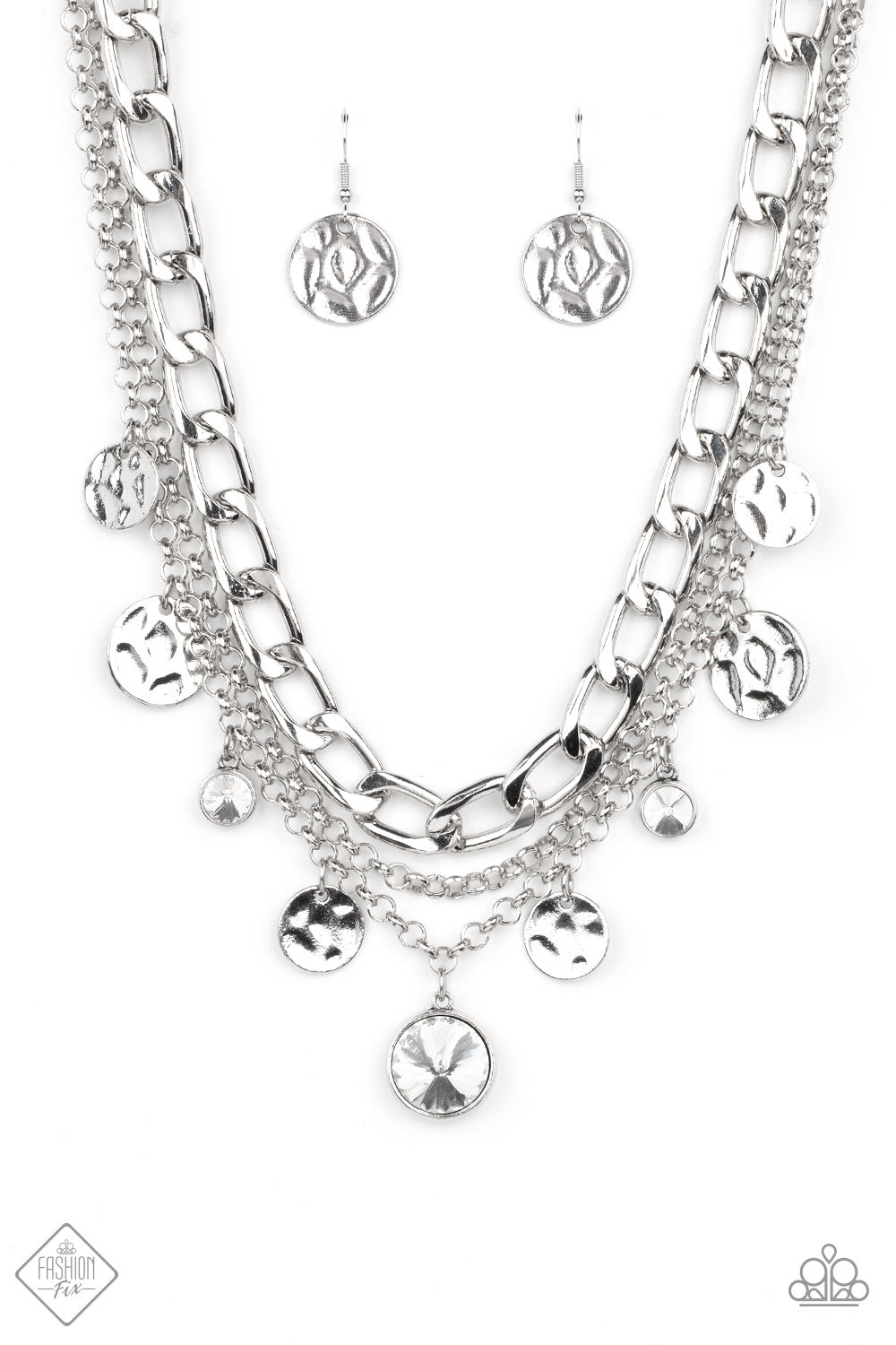 Paparazzi Industrial Noise White Short Necklace - Fashion Fix Magnificent Musings September 2022 - P2ST-WTXX-127JW
